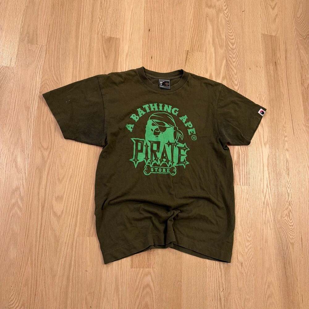 A Bathing Ape Pirate Store Green Graphic Short Sleeve T-Shirt